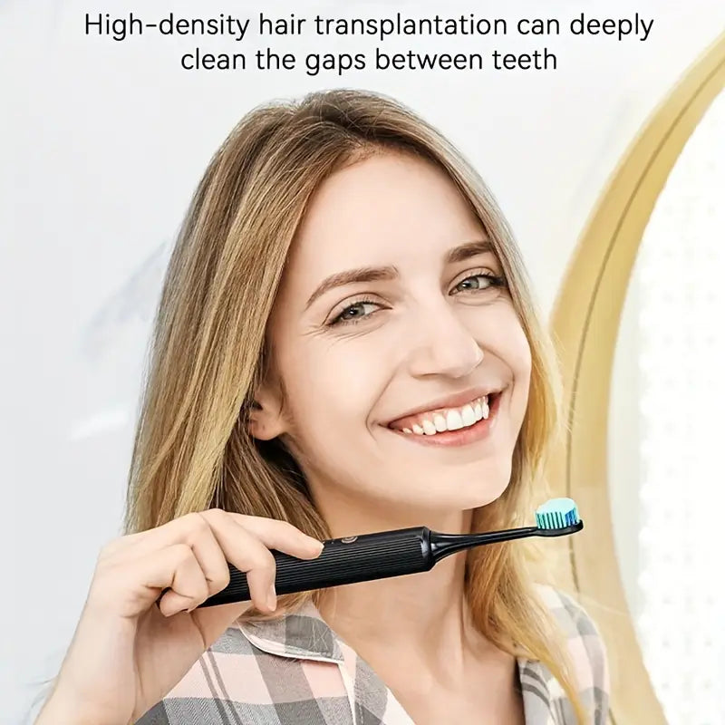 Smart Electric Toothbrush with Pressure Sensor – 6 Brush Heads, 5 Cleaning Modes, 90-Day Charge, USB Rechargeable