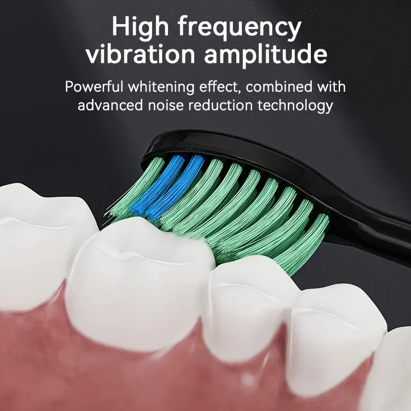 Smart Electric Toothbrush with Pressure Sensor – 6 Brush Heads, 5 Cleaning Modes, 90-Day Charge, USB Rechargeable