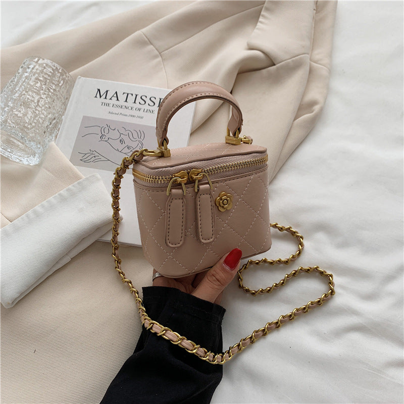 Mini Lipstick Small Bag Camellia Chain Box Handbag Shoulder Messenger Bag For Women