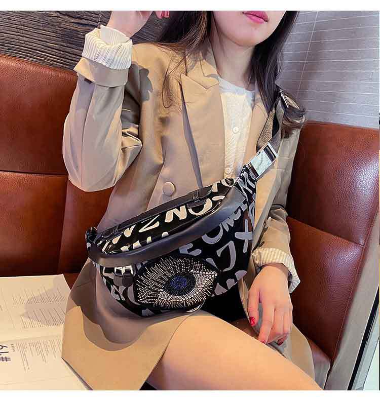 Diamond Inlaid Korean Version Rhinestone Chest Bag For Women