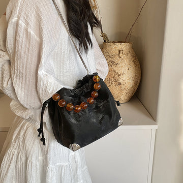 Simple Portable Chain Bucket Bag For Women