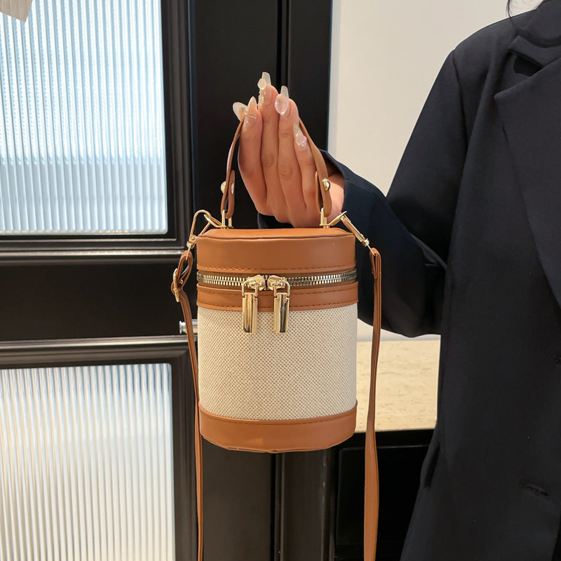 Leopard Print Contrast Color Bucket Bag For Women