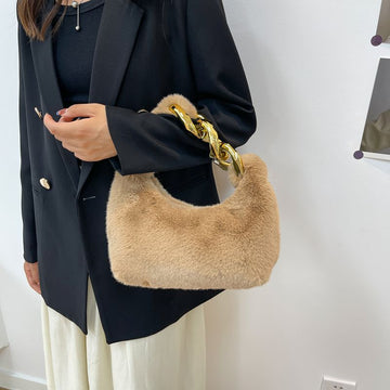 Plush Velvet Crescent Bag For Women, Simple And Fashionable