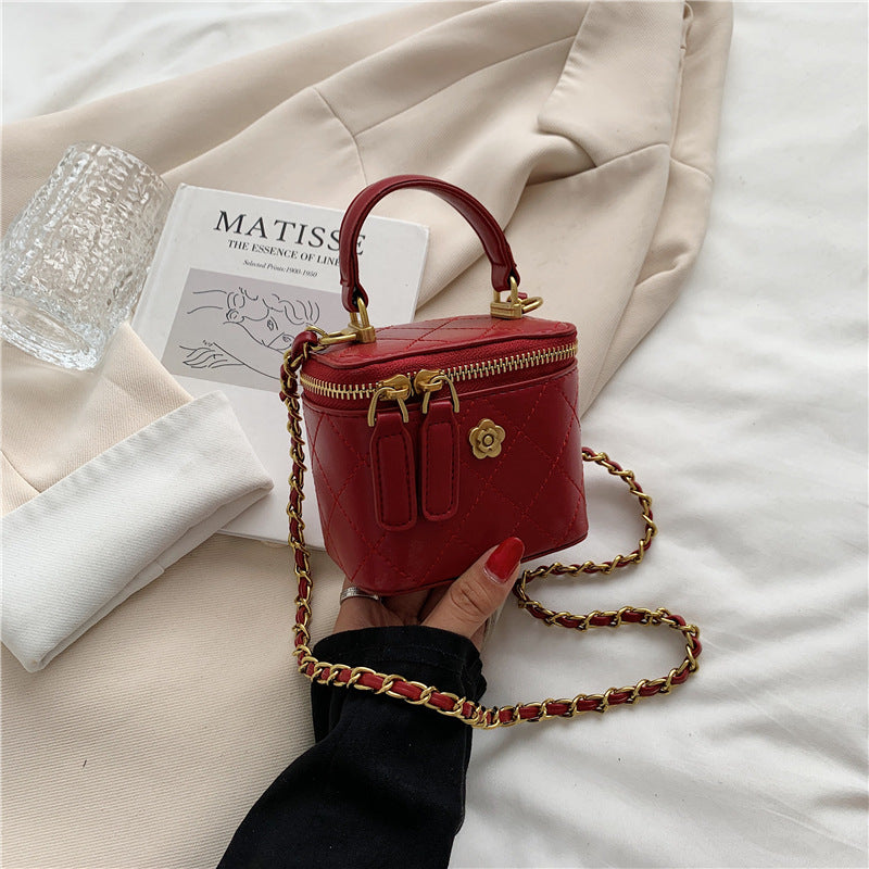 Mini Lipstick Small Bag Camellia Chain Box Handbag Shoulder Messenger Bag For Women