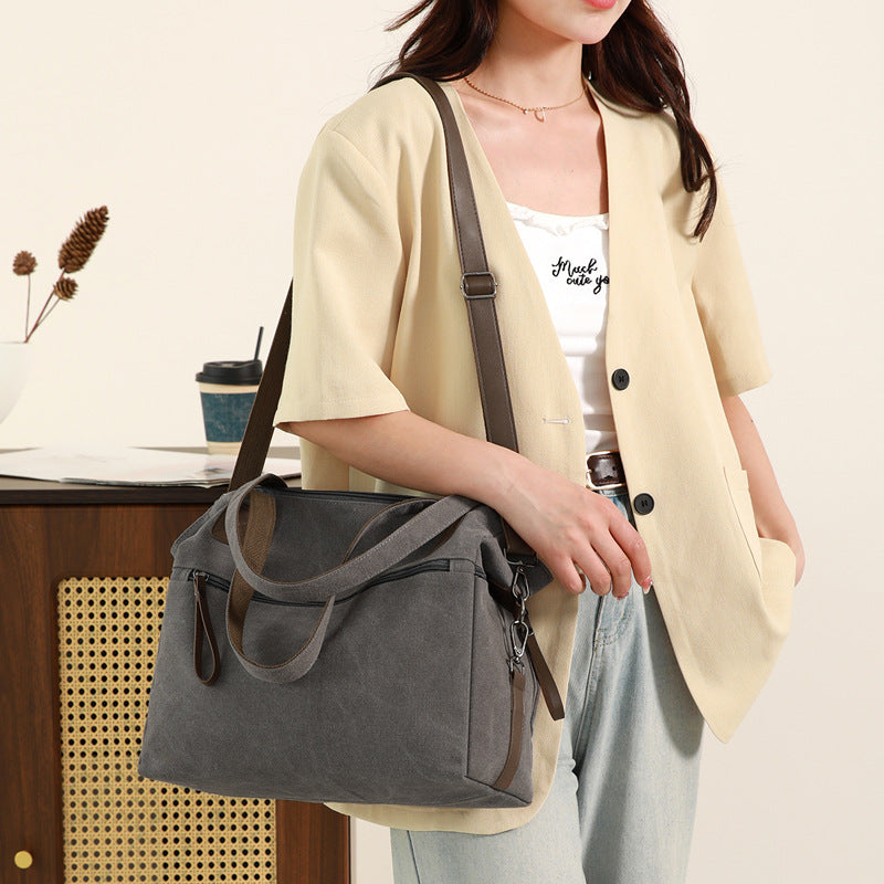 Large Capacity Fashion Casual All-match Retro Canvas Bag For Women