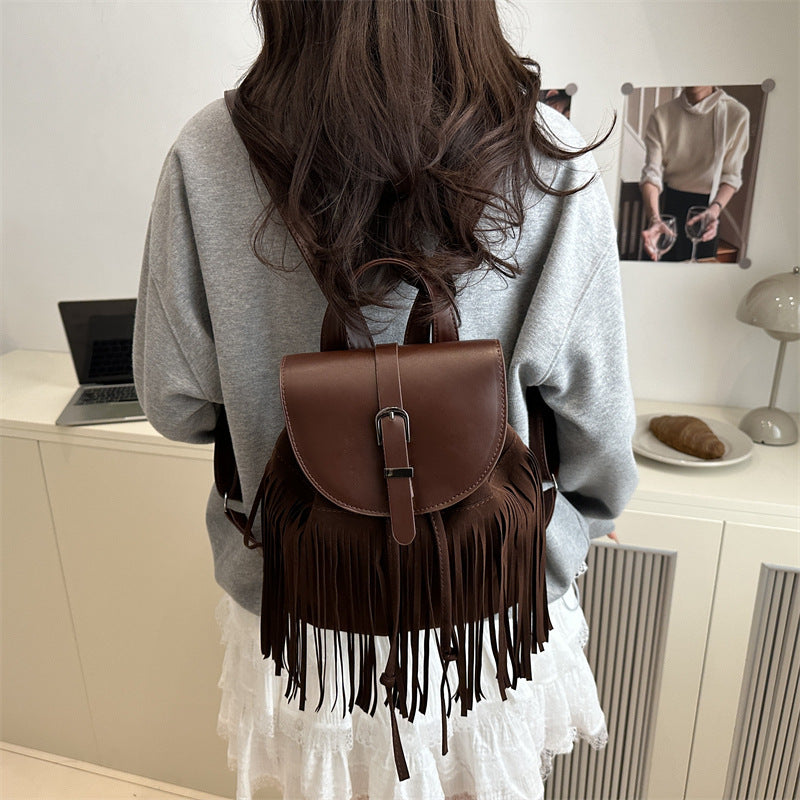 Retro Bohemian Style Tassel Backpack Bag For Women