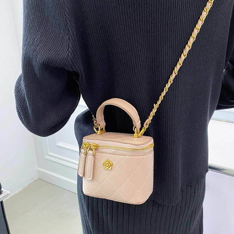 Mini Lipstick Small Bag Camellia Chain Box Handbag Shoulder Messenger Bag For Women
