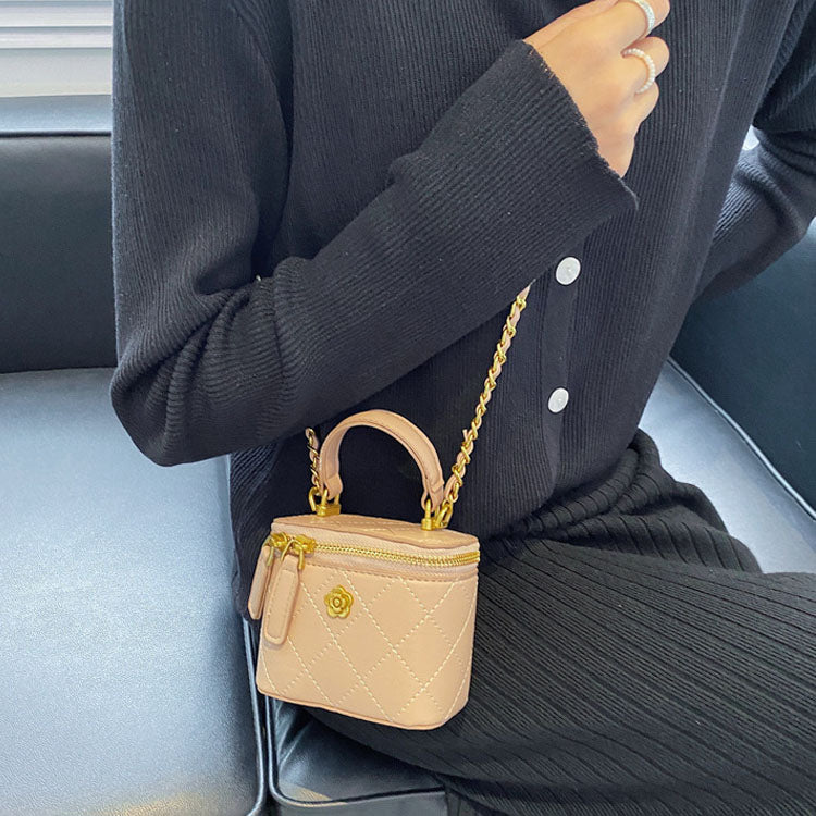 Mini Lipstick Small Bag Camellia Chain Box Handbag Shoulder Messenger Bag For Women