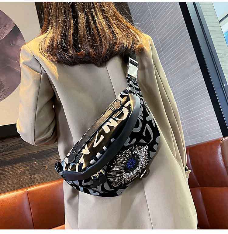Diamond Inlaid Korean Version Rhinestone Chest Bag For Women