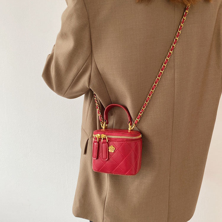 Mini Lipstick Small Bag Camellia Chain Box Handbag Shoulder Messenger Bag For Women